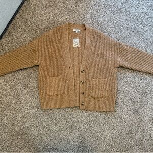 Madewell Brown-Marbled Knit Cardigan with Pockets